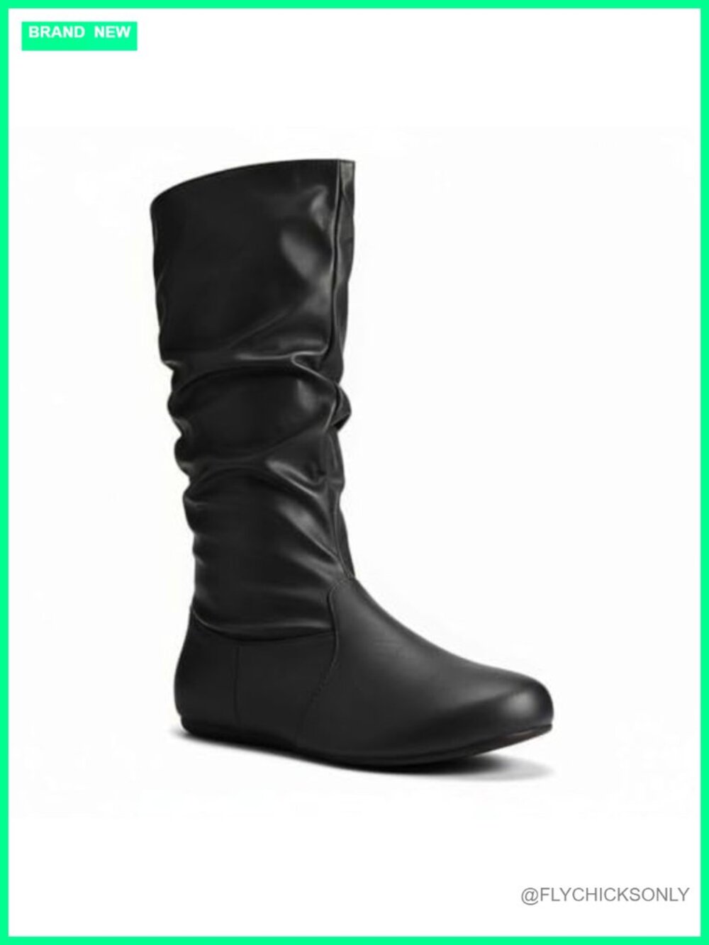 Womens Soft Slouchy Mid-Calf Pull On Low Heel Winter Boots